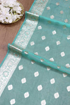 Stunning Sea Blue Banarasi Organza Dupatta - Perfect for Any Occasion! - Luxurion World