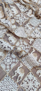 Dyeable Sequence Work Trendy Net Embroidered Fabric (1 mtr) - Luxurion World