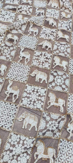 Dyeable Sequence Work Trendy Net Embroidered Fabric (1 mtr) - Luxurion World