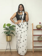 White Bengal Cotton Polka Dots Saree - Luxurion World