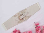 White Elastic Belt with Gold Beads - Professional Accessory - Luxurion World
