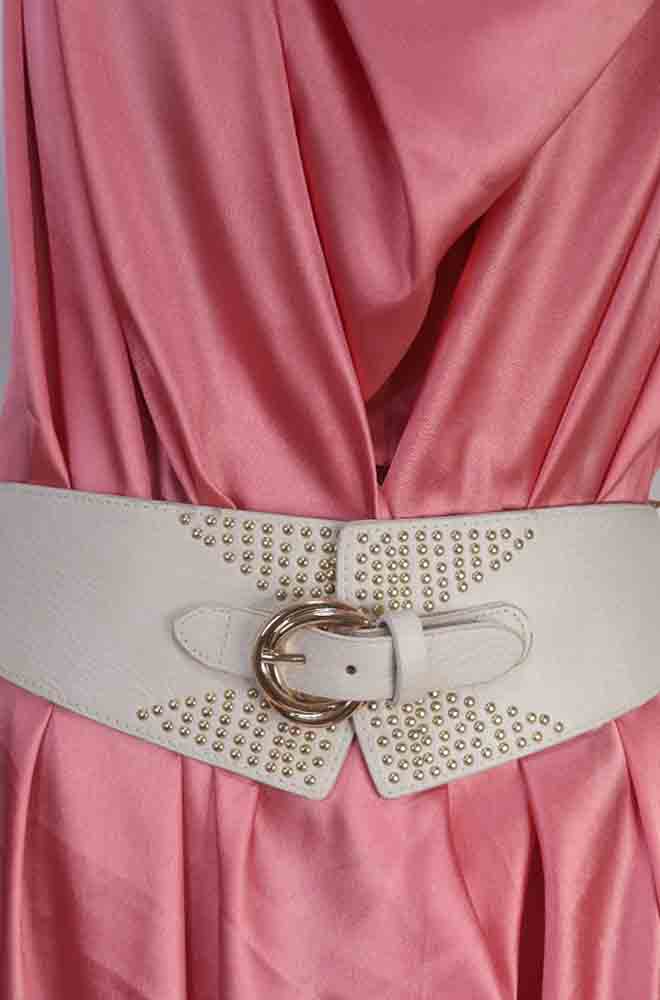 White Elastic Belt with Gold Beads - Professional Accessory - Luxurion World