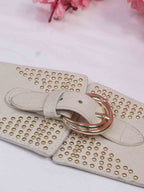 White Elastic Belt with Gold Beads - Professional Accessory - Luxurion World