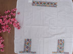 White Embroidered Kantha Cotton Blouse Piece Fabric ( 1 Mtr ) - Luxurion World