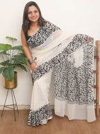 White Embroidered Kashmiri Aari Work Georgette Saree - Luxurion World