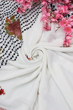 White Embroidered Kashmiri Aari Work Georgette Saree - Luxurion World