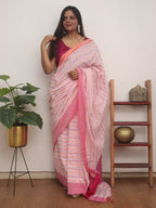 Handloom Bengal Cotton Saree - Elegant White Design - Luxurion World