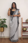 White Handloom Bengal Cotton Saree - Luxurion World