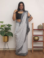 White Handloom Bengal Cotton Saree - Luxurion World