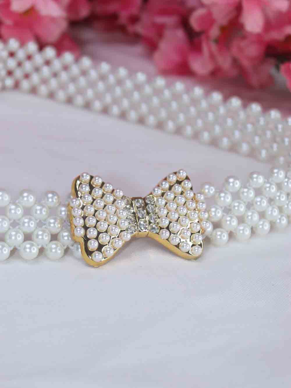 White Pearl Bead Belt - Elegant Accessory for Formal Attire - Luxurion World