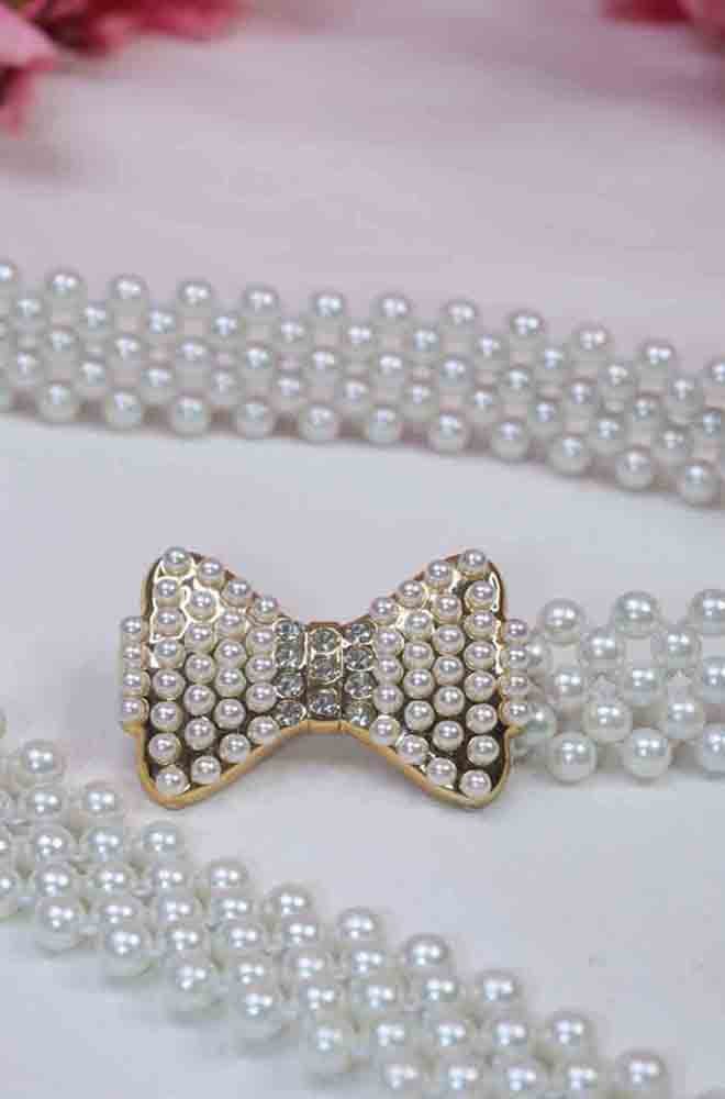 White Pearl Bead Belt - Elegant Accessory for Formal Attire - Luxurion World