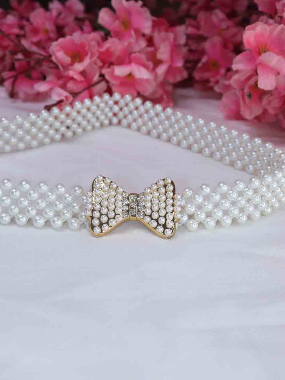White Pearl Bead Belt - Elegant Accessory for Formal Attire - Luxurion World