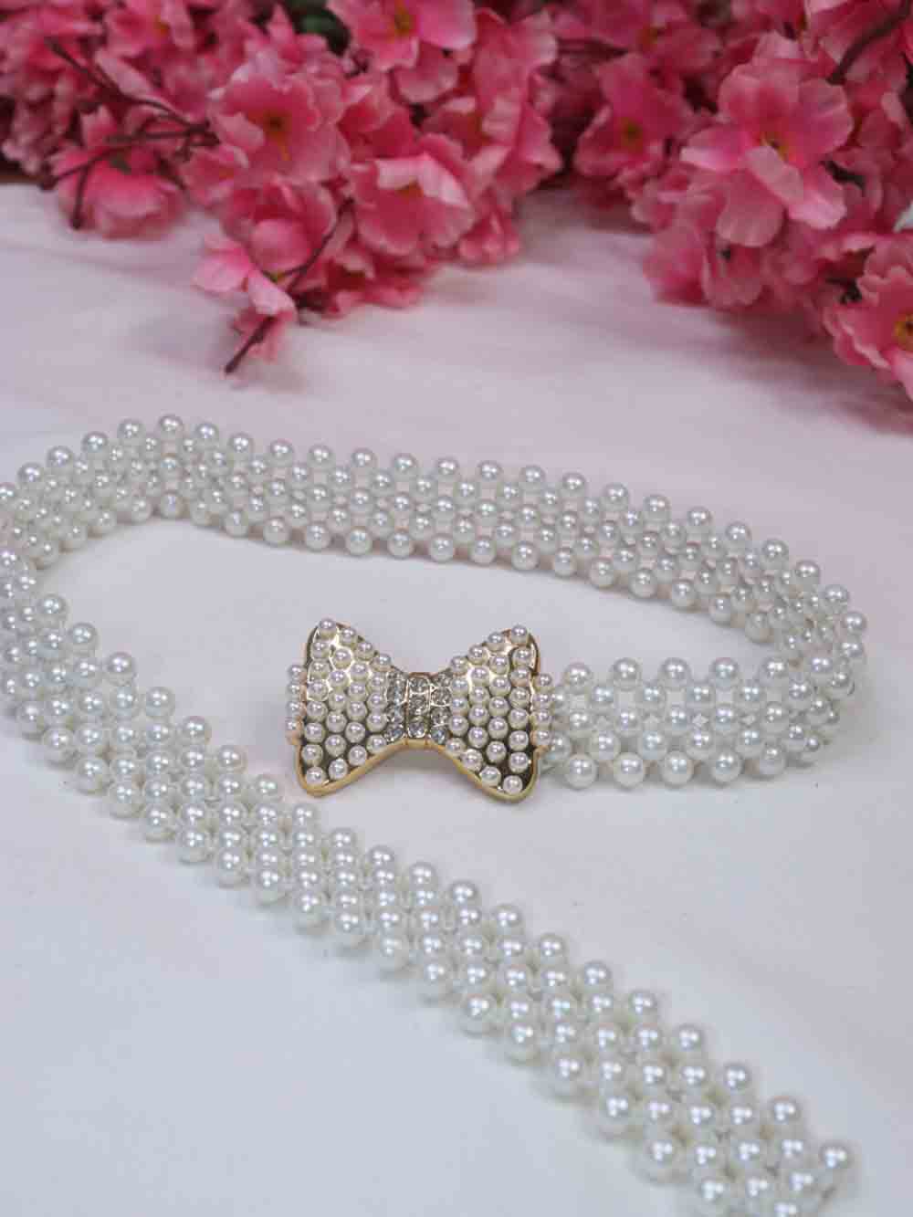White Pearl Bead Belt - Elegant Accessory for Formal Attire - Luxurion World