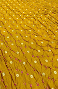 Yellow Banarasi Bandhani Chiniya Silk Fabric ( 2.5 Mtr ) - Luxurion World