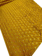 Yellow Banarasi Bandhani Chiniya Silk Fabric ( 2.5 Mtr ) - Luxurion World