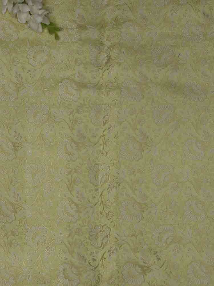 Yellow Banarasi Brocade Silk Fabric (  1 Mtr ) - Luxurion World