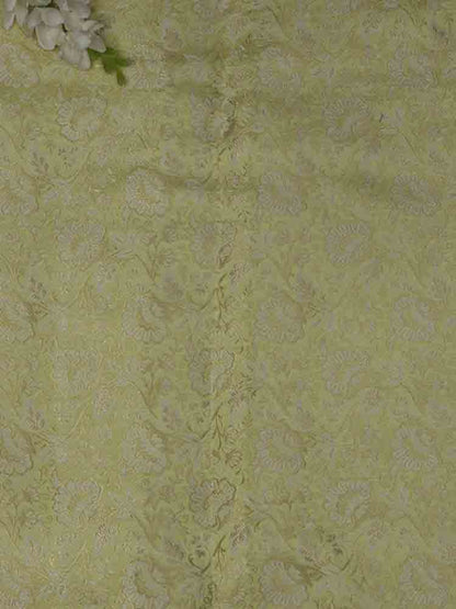 Yellow Banarasi Brocade Silk Fabric (  1 Mtr ) - Luxurion World