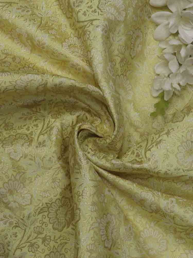 Yellow Banarasi Brocade Silk Fabric (  1 Mtr )