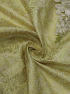 Yellow Banarasi Brocade Silk Fabric (  1 Mtr ) - Luxurion World