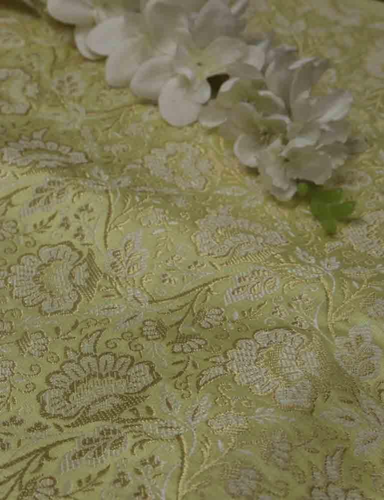 Yellow Banarasi Brocade Silk Fabric (  1 Mtr )
