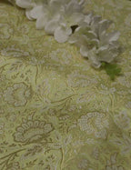 Yellow Banarasi Brocade Silk Fabric (  1 Mtr ) - Luxurion World