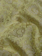 Yellow Banarasi Brocade Silk Fabric (  1 Mtr ) - Luxurion World