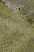 Yellow Banarasi Brocade Silk Fabric (  1 Mtr ) - Luxurion World
