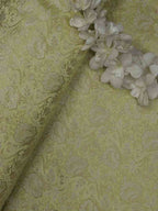 Yellow Banarasi Brocade Silk Fabric (  1 Mtr ) - Luxurion World