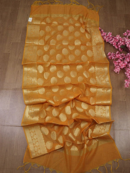 Yellow Banarasi Cotton Silk Dupatta
