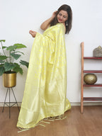 Yellow Banarasi Cotton Silk Saree - Luxurion World