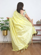Yellow Banarasi Cotton Silk Saree - Luxurion World