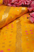 Yellow Banarasi Meenakari Bandhani Design Silk Fabric ( 1 Mtr ) - Luxurion World