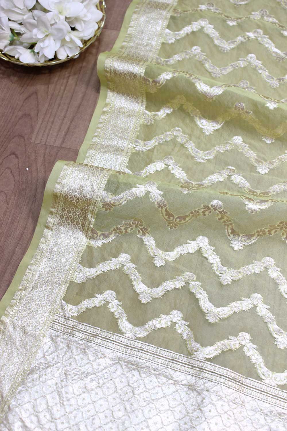Stunning Yellow Banarasi Organza Dupatta - Perfect for Any Occasion! - Luxurion World