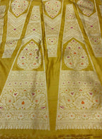 Yellow Banarasi Pure Katan Silk Unstitched Lehenga Set - Luxurion World