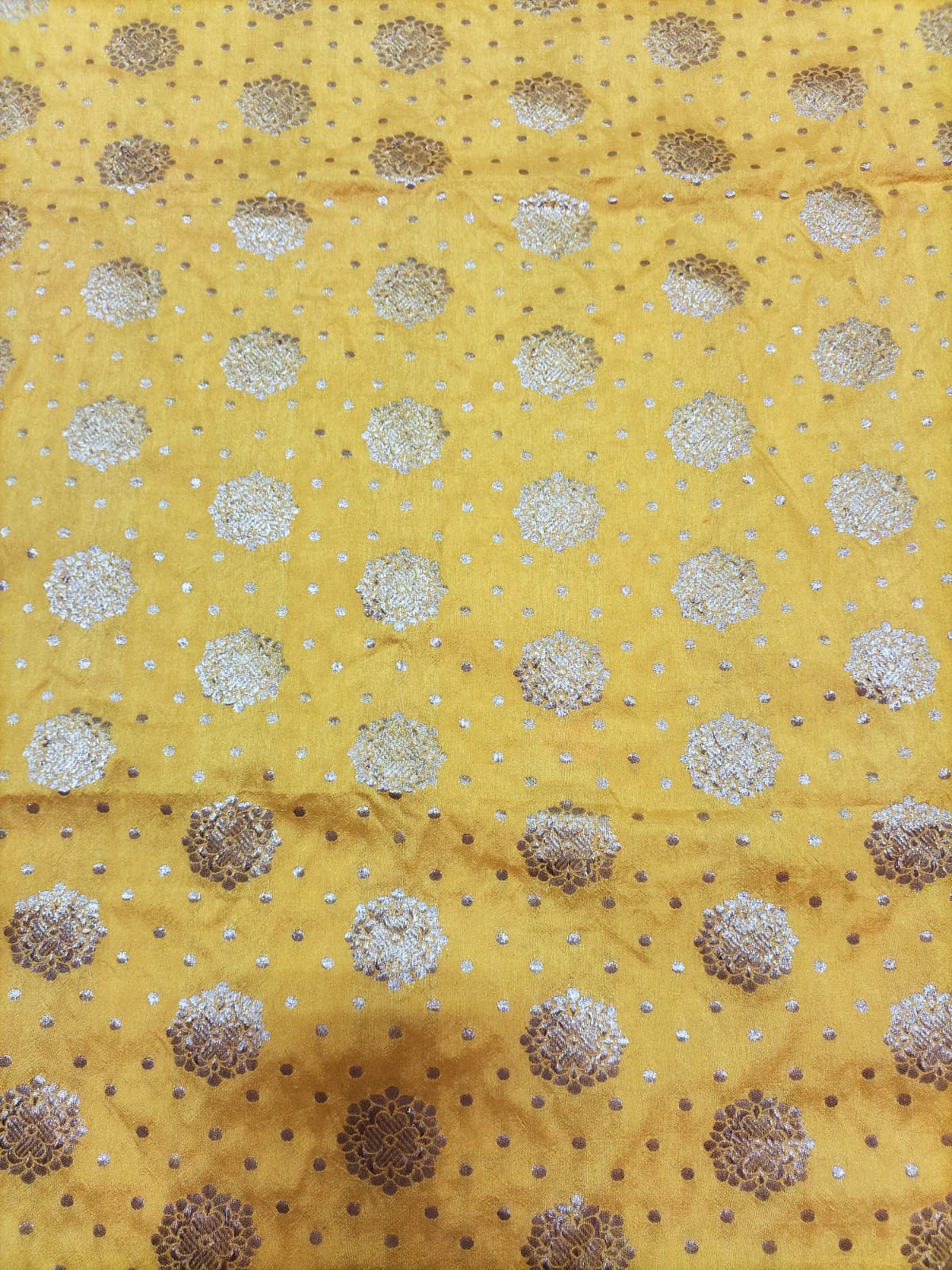 Yellow Banarasi Silk Fabric ( 0.6 Mtr) - Luxurion World