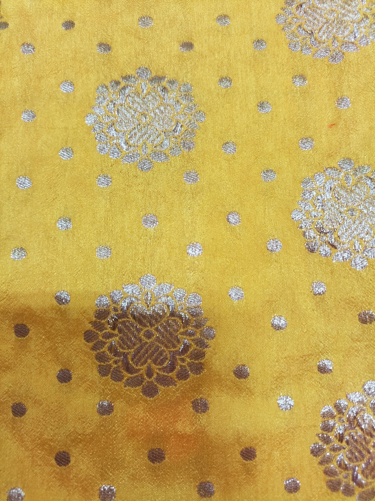 Yellow Banarasi Silk Fabric ( 0.6 Mtr) - Luxurion World