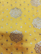 Yellow Banarasi Silk Fabric ( 0.6 Mtr) - Luxurion World