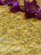 Yellow Banarasi Silk Fabric ( 1 Mtr ) - Luxurion World