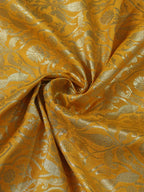 Yellow Banarasi Silk Fabric ( 1 Mtr ) - Luxurion World