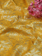 Yellow Banarasi Silk Fabric ( 1 Mtr ) - Luxurion World