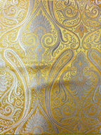 Yellow Banarasi Silk Fabric ( 1 Mtr ) - Luxurion World