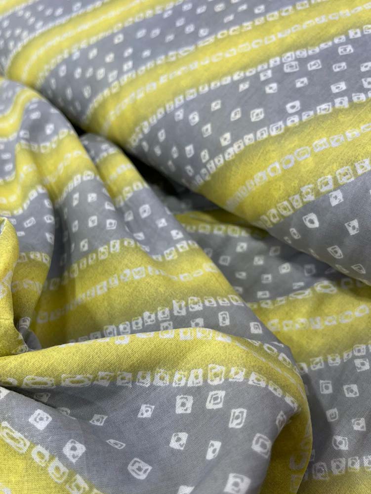 Yellow Bandhani Block Printed Cotton Fabric ( 1 Mtr ) - Luxurion World