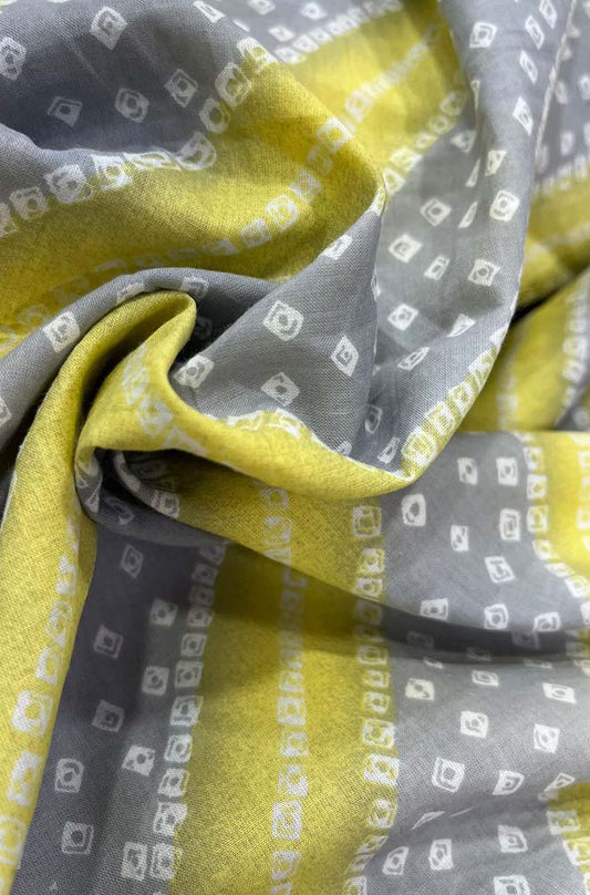 Yellow Bandhani Block Printed Cotton Fabric ( 1 Mtr ) - Luxurion World