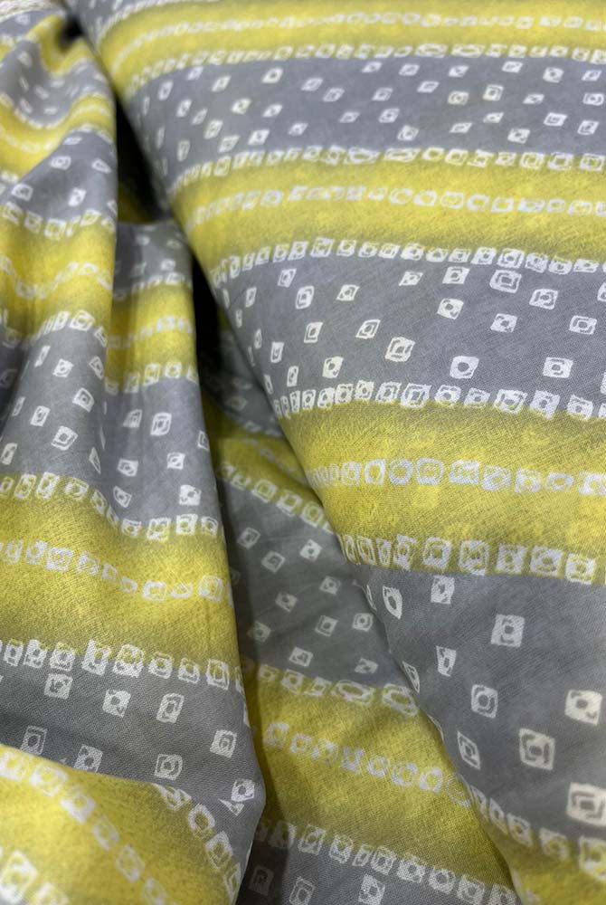 Yellow Bandhani Block Printed Cotton Fabric ( 1 Mtr ) - Luxurion World