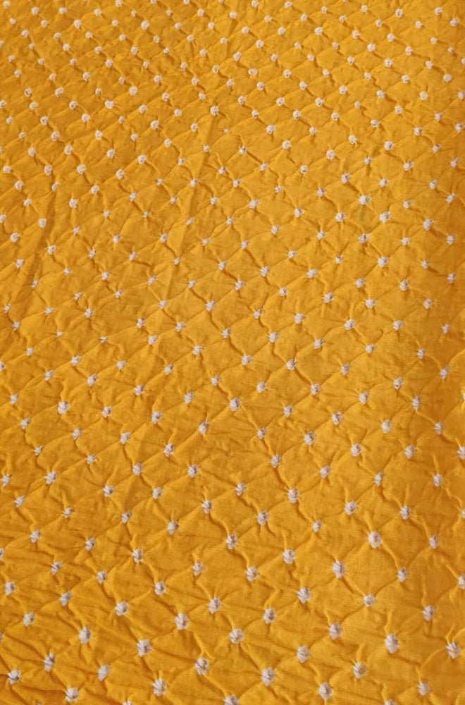 Yellow Bandhani Cotton Silk Fabric (  1 Mtr )