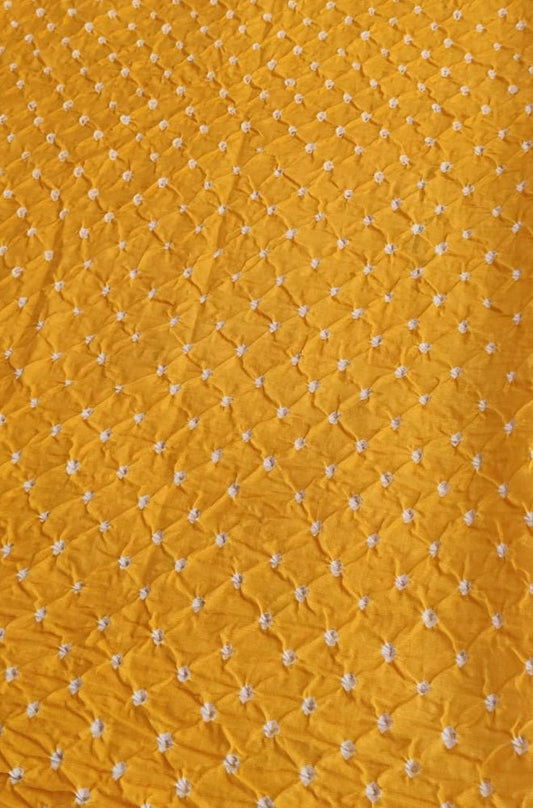 Yellow Bandhani Cotton Silk Fabric (  1 Mtr ) - Luxurion World