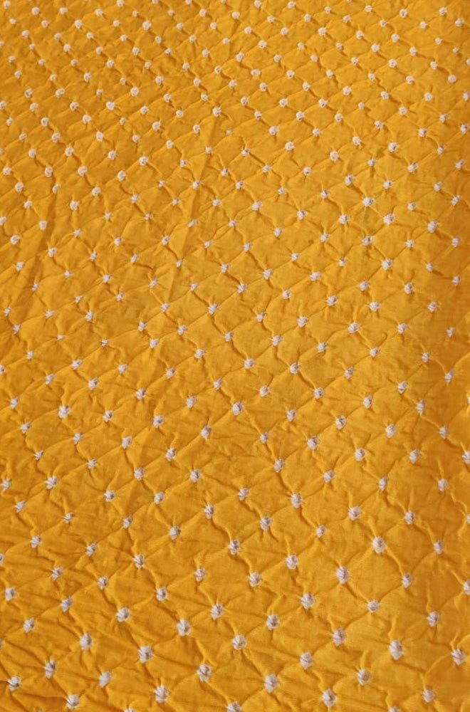 Yellow Bandhani Cotton Silk Fabric (  1 Mtr ) - Luxurion World