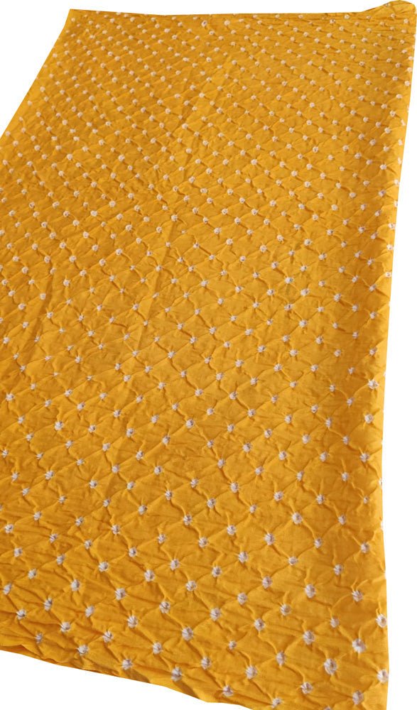 Yellow Bandhani Cotton Silk Fabric (  1 Mtr ) - Luxurion World