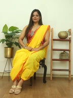 Yellow Bengal Plain Cotton Saree - Elegant and Timeless - Luxurion World