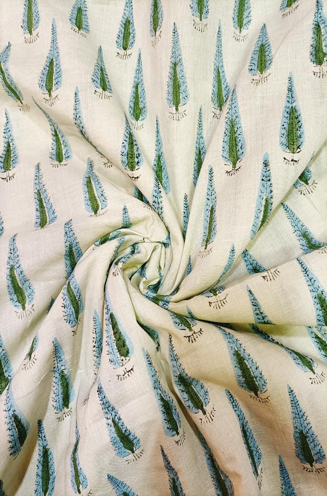 Pastel Block Printed Cotton Fabric (1 mtr) - Luxurion World